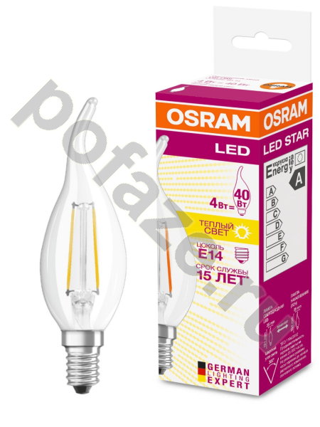 Лампа светодиодная LED свеча на ветру Osram d35мм E14 4Вт 300гр. 220-240В 2700К