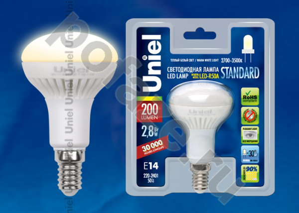 Лампа светодиодная LED грибовидная Uniel d50мм E14 2.8Вт 3000К