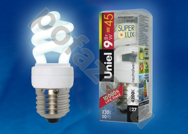 Лампа энергосберегающая спираль Uniel d31мм E14 9Вт 220-230В