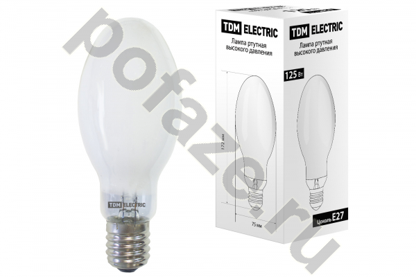 Лампа ртутная высокого давления ДРЛ эллипсоидная TDM ELECTRIC d76мм E27 125Вт 4200К