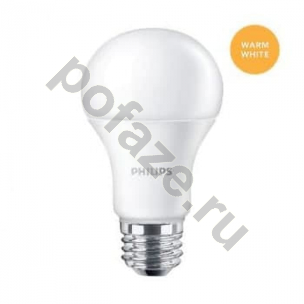 Лампа светодиодная LED грушевидная Philips E27 10Вт 220-230В 3000К