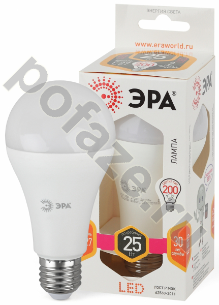 Лампа светодиодная LED грушевидная ЭРА d65мм E27 25Вт 270гр. 170-265В 2700К