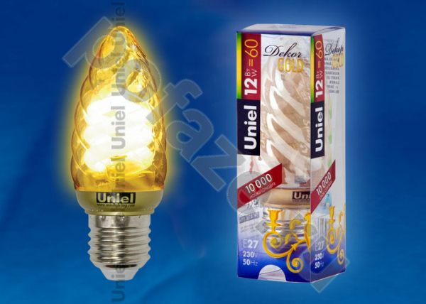 Лампа энергосберегающая свеча Uniel d38мм E27 12Вт 220-240В