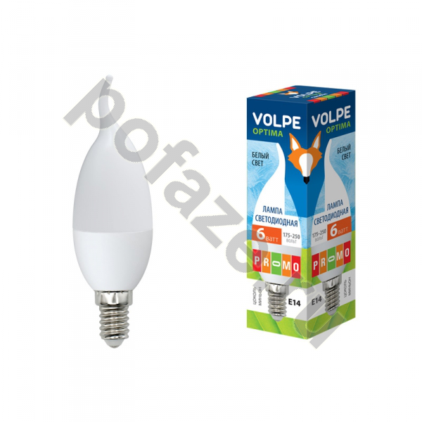 Лампа светодиодная LED свеча на ветру Volpe d38мм E14 6Вт 360гр. 220-230В