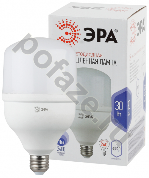 Лампа светодиодная LED ЭРА d100мм E27 30Вт 270гр. 170-265В 6500К