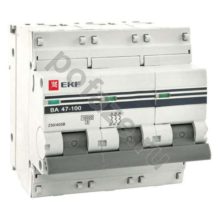 Автоматический выключатель EKF ВА 47-100 PROxima 3П 16А (D) 10кА