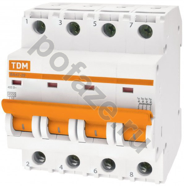 Автоматический выключатель TDM ELECTRIC ВА47-29 4П 2А (C) 4.5кА