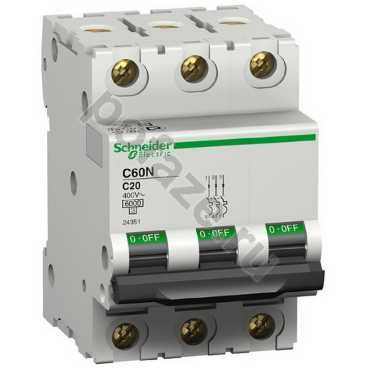 Автоматический выключатель Schneider Electric iC60N 3П 6А (C) 6кА