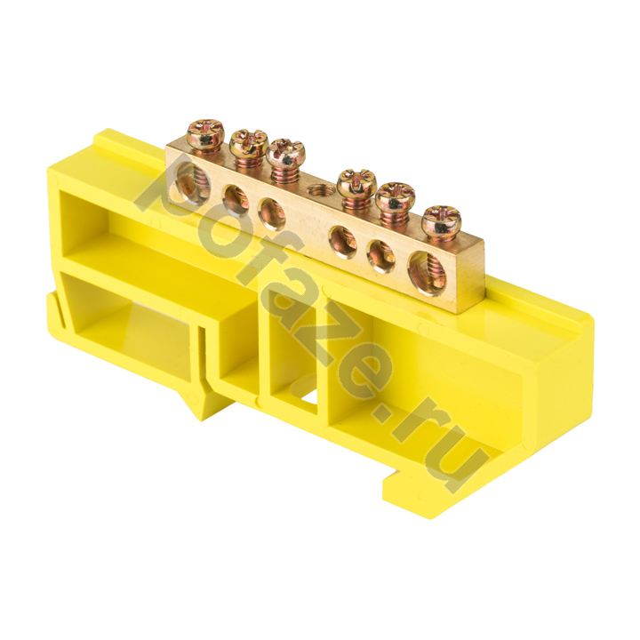 Шина 0 N (6х9мм) 6 отверстий латунь желтый изолятор на DIN-рейку розничный стикер EKF PROxima