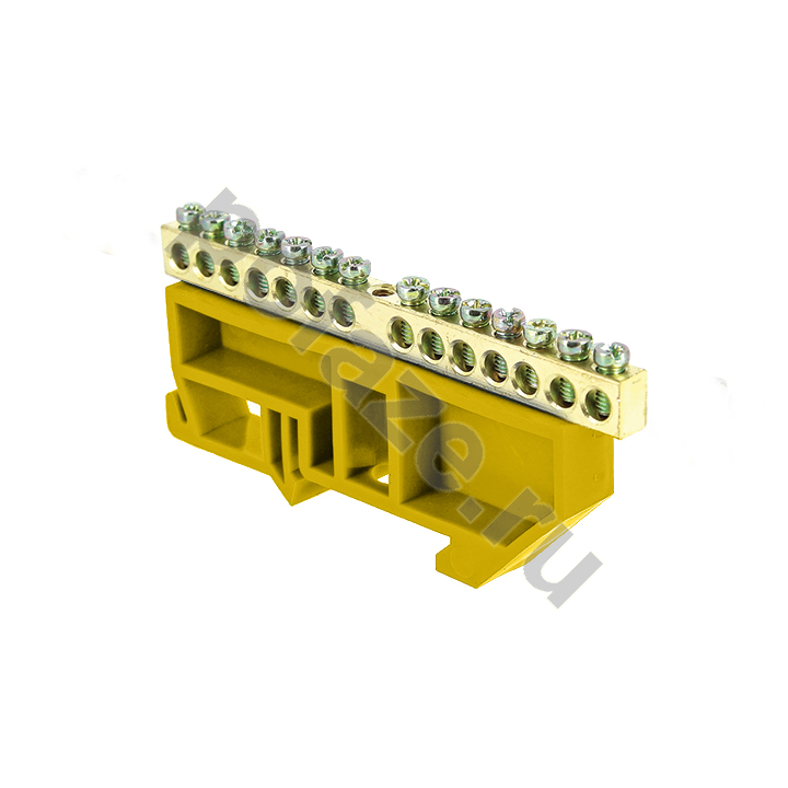 Шина 0 N (6х9мм) 14 отверстий латунь желтый изолятор на DIN-рейку EKF PROxima