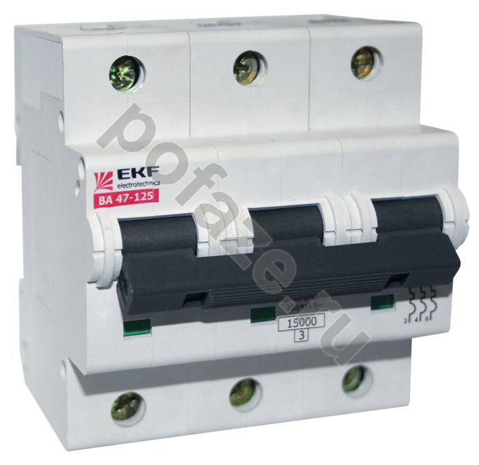 Автоматический выключатель EKF ВА 47-125 PROxima 3П 125А (C) 15кА