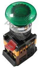 Кнопка AELA-22 без фиксации Грибокбез фиксации зеленая подсветка NO+NC 24В EKF PROxima