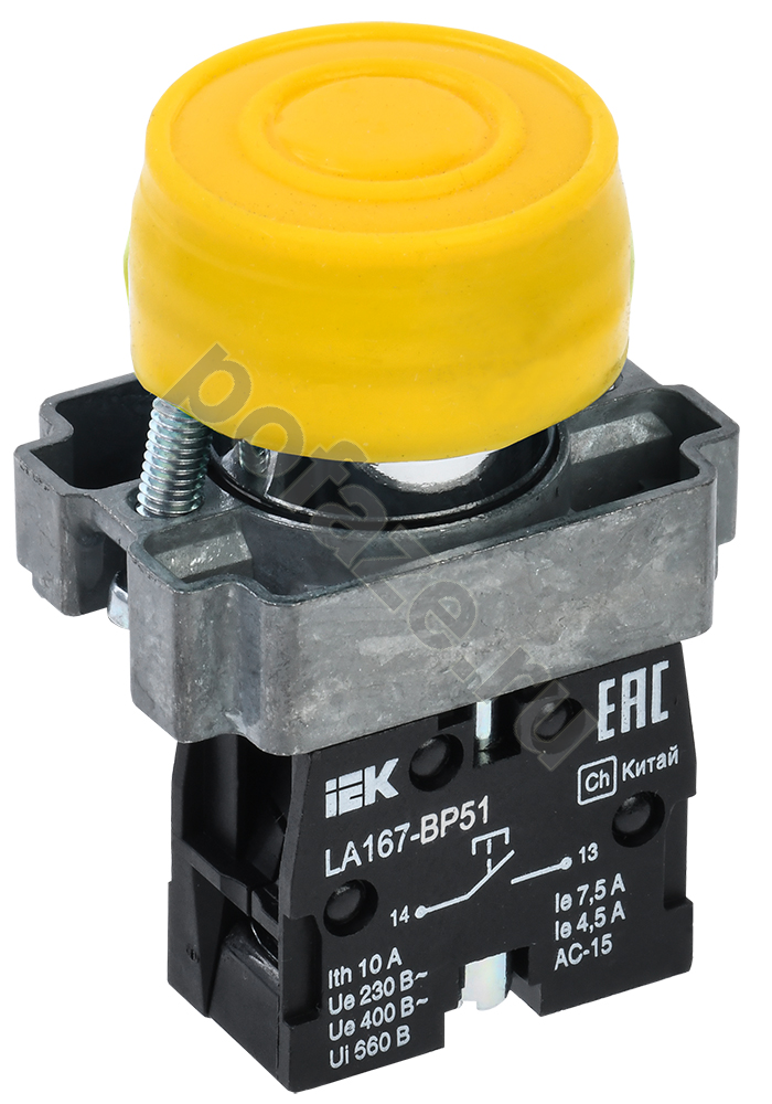 Кнопка LA167-BP51 22мм 1з желтая IEK