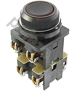 Выключатель кнопочный КЕ-012 У3 исп.7, черный, 2з+1р, цилиндр, IP40, 10А, 660В Электротехник