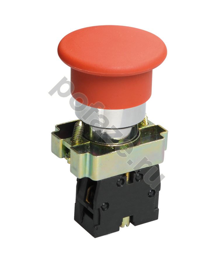 Выключатель кнопочный LAY5-ВС42, красный, 1НЗ, гриб без фиксации, хром, без подсветки, d22мм Электротехник