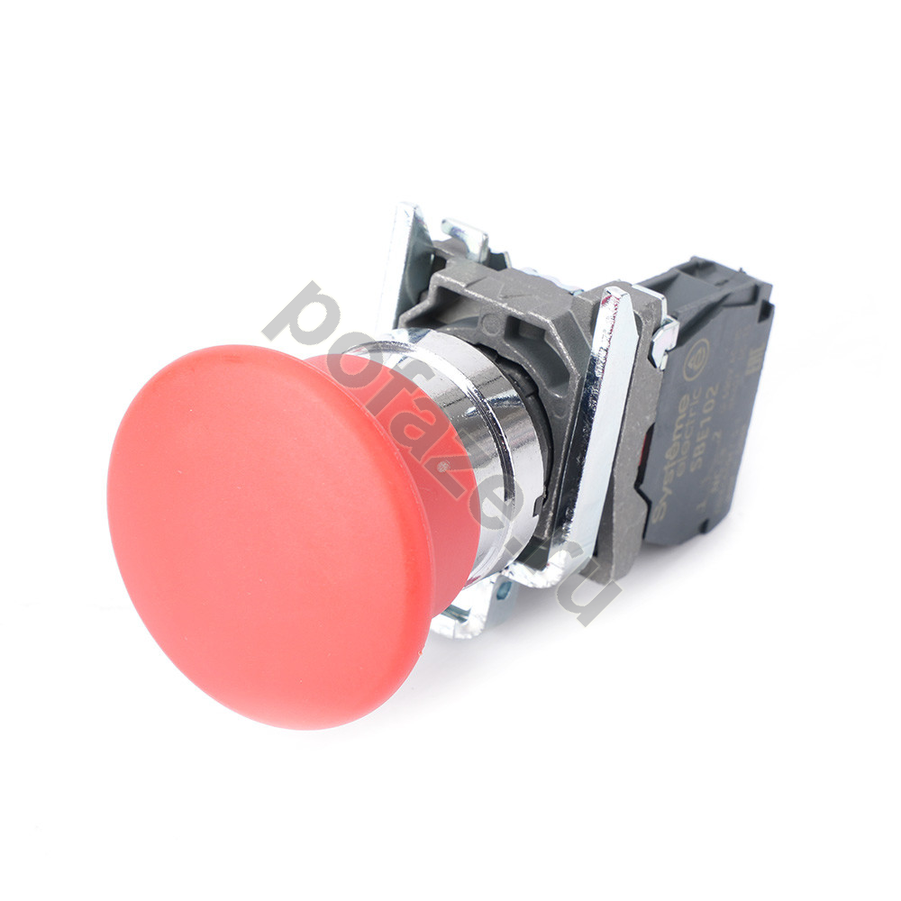 Кнопка с гриб головкой SB4 в сборе 22мм 40мм красная с возвратом металл 1НЗ Systeme Electric