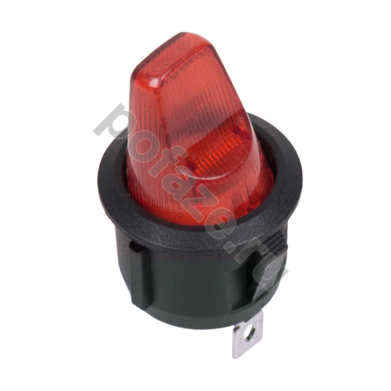 Выключатель клавишный круглый 12V 16А (3с) ON-OFF красный с подсветкой REXANT
