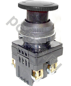 Выключатель кнопочный КЕ-201 У2 исп.5, черный, 1р, гриб с фиксацией, IP54, 10А, 660В Электротехник