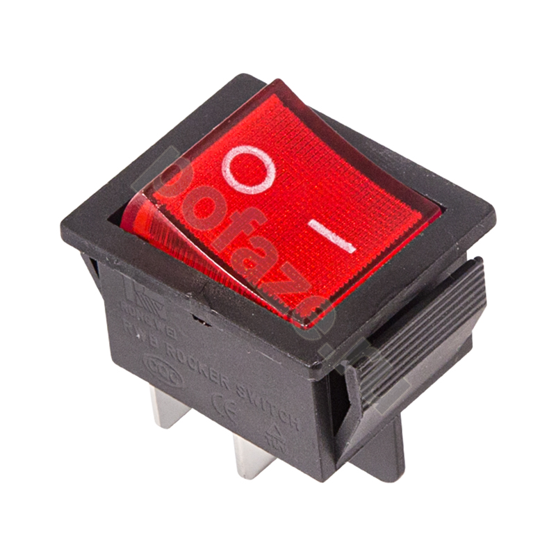 Выключатель клавишный 250V 16А (4с) ON-OFF красный с подсветкой (RWB-502, SC-767, IRS-201-1) REXANT