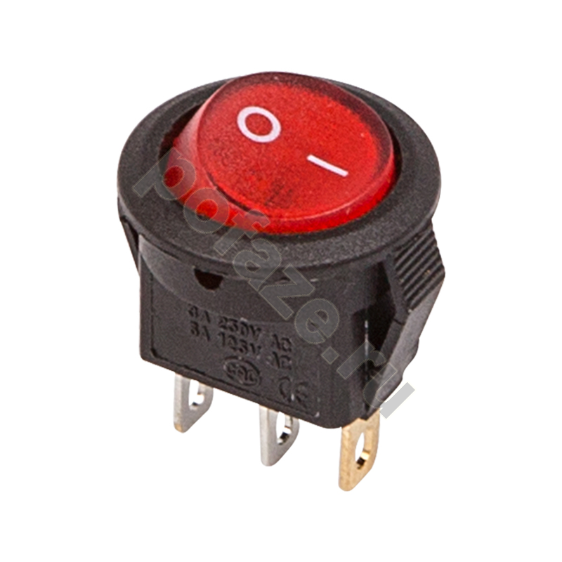 Выключатель клавишный круглый 250V 3А (3с) ON-OFF красный с подсветкой Micro (RWB-106, SC-214) Индивидуальная упаковка 1 шт REXANT