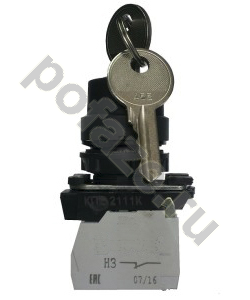 Переключатель КПЕ 2120 -К УХЛ3, чёрный, 2но+0нз, ключ на 3 положения с фиксацией, IP40 Электротехник