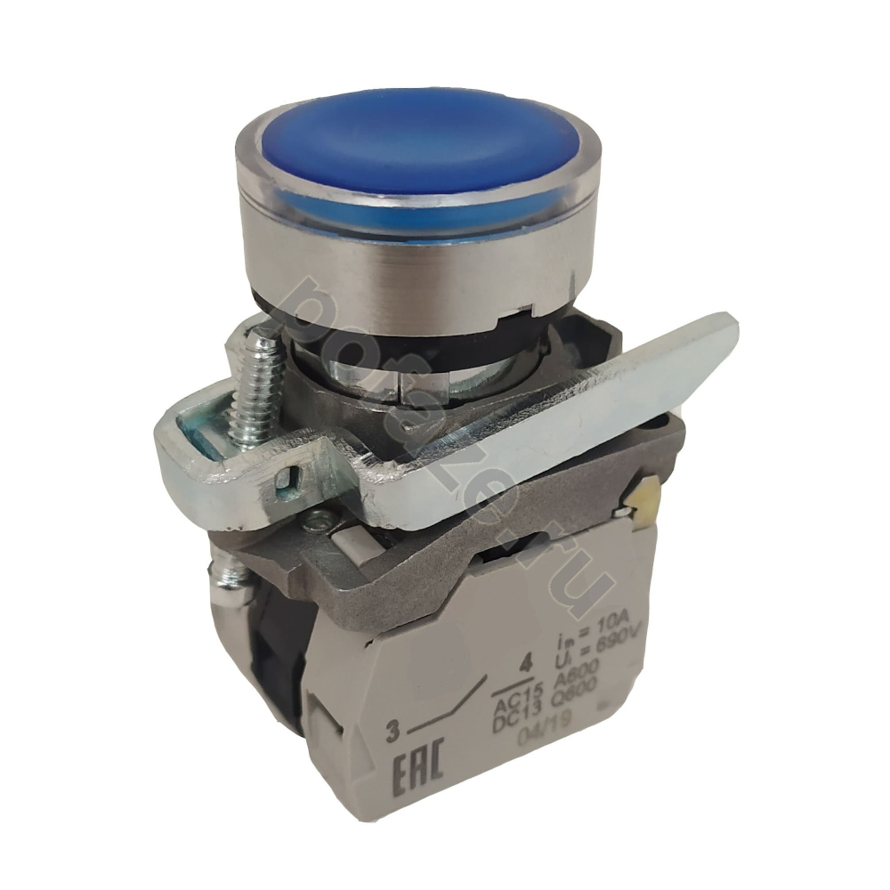 Кнопка КМЕ4611мЛС-24В-синий-1но+1нз-цилиндр-индикатор-IP65 КЭАЗ
