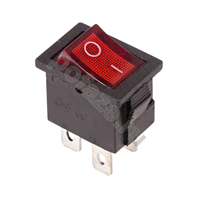Выключатель клавишный 250V 6А (4с) ON-OFF красный с подсветкой Mini (RWB-207, SC-768) Индивидуальная упаковка 1 шт REXANT