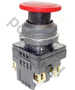 Выключатель кнопочный КЕ-201 У2 исп 2, красный, 1з+1р, гриб с фиксацией, IP54, 10А, 660В Электротехник