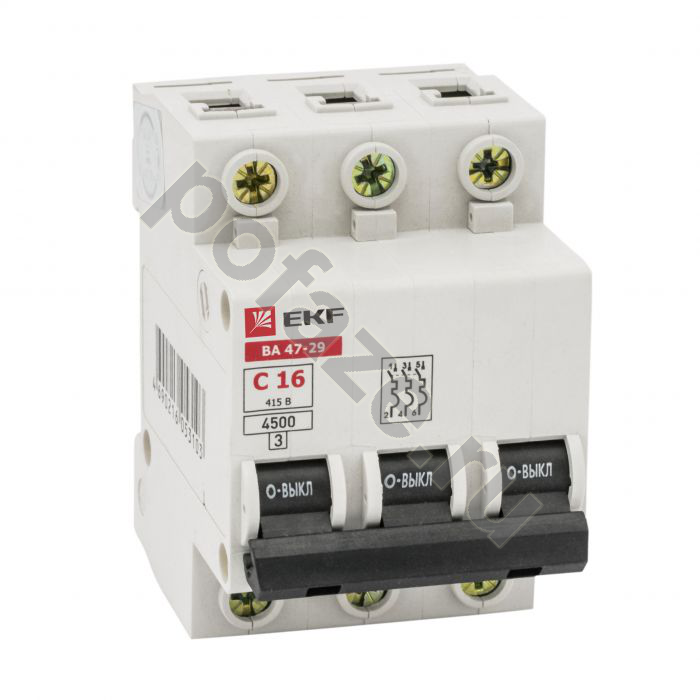 Автоматический выключатель EKF ВА 47-29 Basic 3П 10А (C) 4.5кА