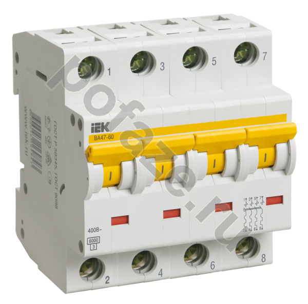 Автоматический выключатель IEK ВА 47-60 4П 2А (B) 6кА