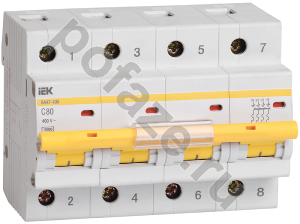 Автоматический выключатель IEK ВА 47-100 4П 63А (C) 10кА
