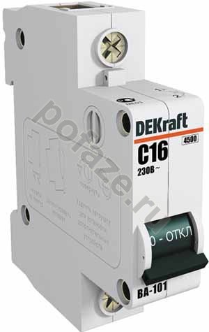 Автоматический выключатель DEKraft ВА-101 1П 2А (C) 4.5кА