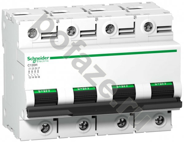 Автоматический выключатель Schneider Electric Acti 9 C120H 4П 80А (B) 15кА
