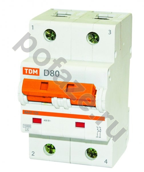 Автоматический выключатель TDM ELECTRIC ВА47-125 2П 125А (D) 15кА
