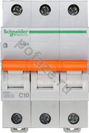 Автоматический выключатель Schneider Electric Домовой ВА63 3П 10А (C) 4.5кА