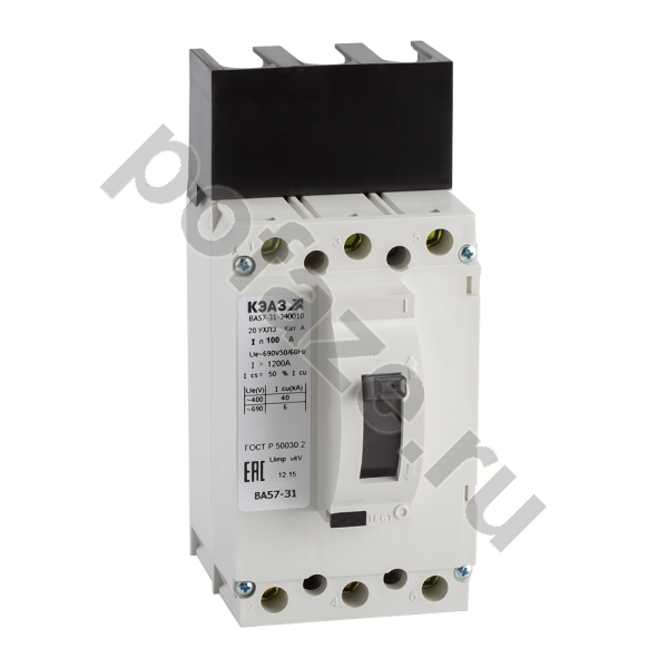 Автоматический выключатель стационарный КЭАЗ ВА57-31-340010 3П 100А (IP20)