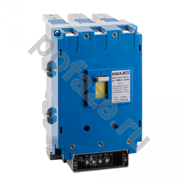 Автоматический выключатель стационарный КЭАЗ ВА53-41-331810 3П 1000А 85кА 4НО+4НЗ (IP00)