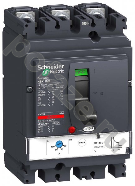 Автоматический выключатель стационарный Schneider Electric Compact NSX100H 3П 16А 70кА (IP30)