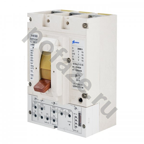 Автоматический выключатель Контактор ВА08-0631Н-361110 3П 630А (короткие вывода, IP20)
