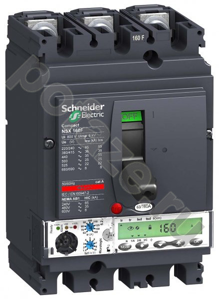 Автоматический выключатель стационарный Schneider Electric Compact NSX160F 3П 100А 36кА (IP30)