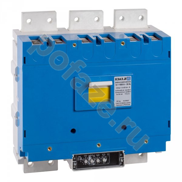 Автоматический выключатель стационарный КЭАЗ ВА53-43-340010 3П 1600А 85кА (IP00)