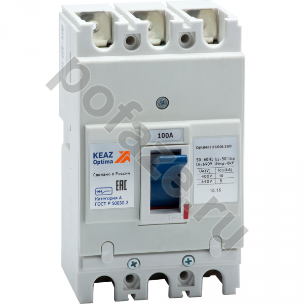 Автоматический выключатель стационарный КЭАЗ OptiMat 3П 100А (IP20)