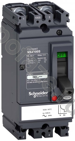 Автоматический выключатель стационарный Schneider Electric Compact NSX 2П 50А 70кА (IP30)
