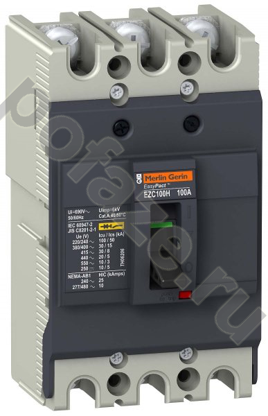 Автоматический выключатель стационарный Schneider Electric EasyPact EZC 100H 3П 100А 30кА (IP20)