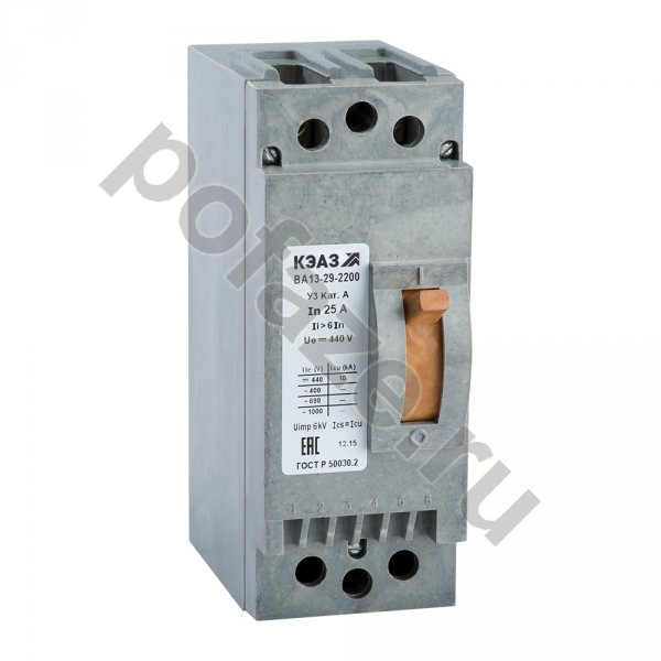 Автоматический выключатель стационарный КЭАЗ ВА13-29-2311 2П 2.5А 12кА 1НО+1НЗ (IP00)