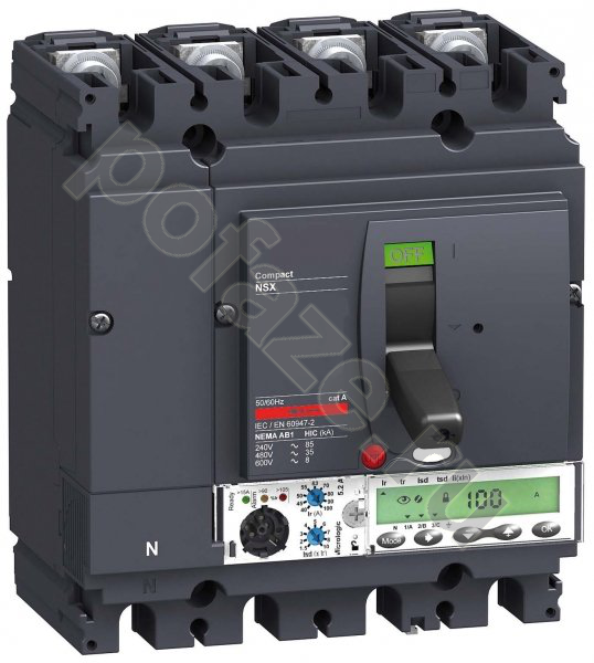 Автоматический выключатель стационарный Schneider Electric Compact NS630 4П 100А 85кА (IP30)