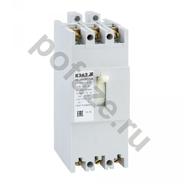 Автоматический выключатель стационарный КЭАЗ АЕ2053М1-100 3П 125А 6кА (IP00)