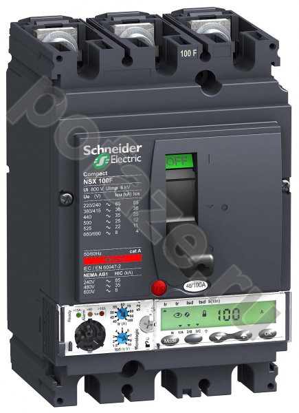 Автоматический выключатель стационарный Schneider Electric Compact NSX100N 3П 100А 50кА (IP30)