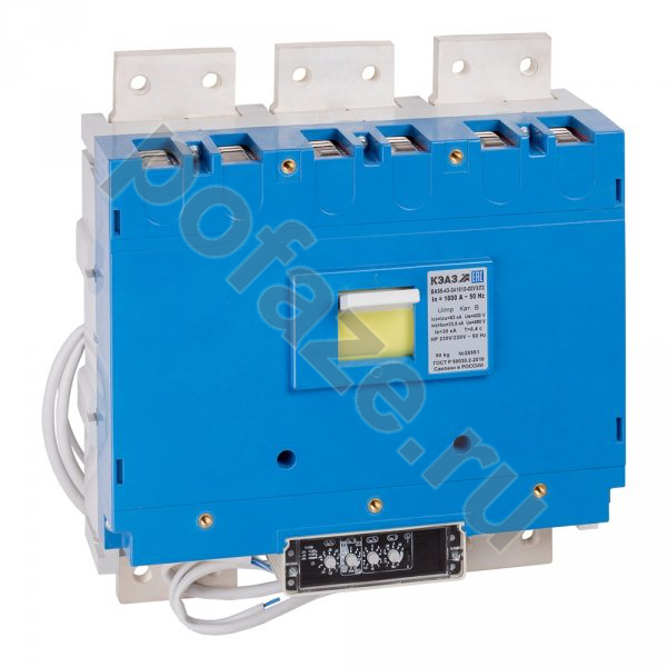 Автоматический выключатель стационарный КЭАЗ ВА53-43-341816 3П 1600А 85кА 4НО+4НЗ (IP00)