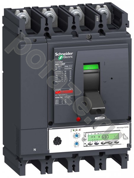 Автоматический выключатель стационарный Schneider Electric Compact NSX630H 4П 630А 70кА (IP40)